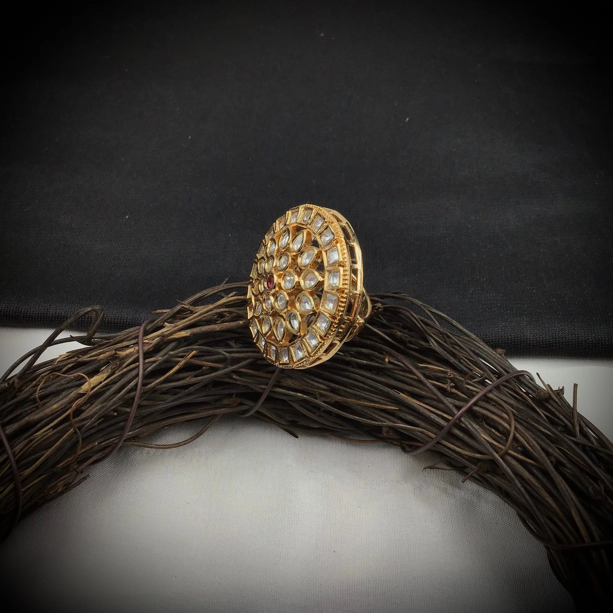 Adjustable Kundan Ring 8442-73