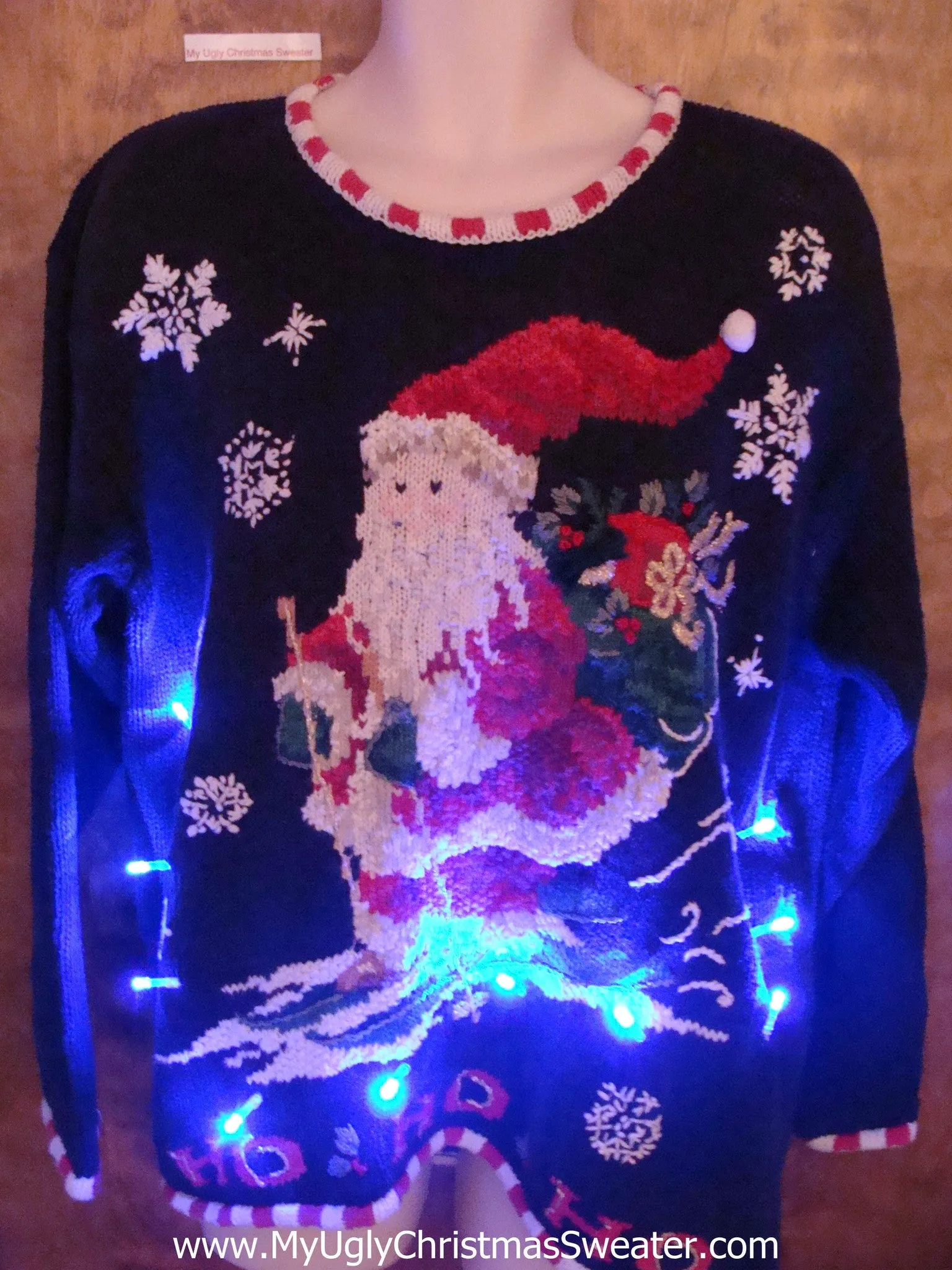 Best Skiing Santa 80s Light Up Ugly Xmas Sweater