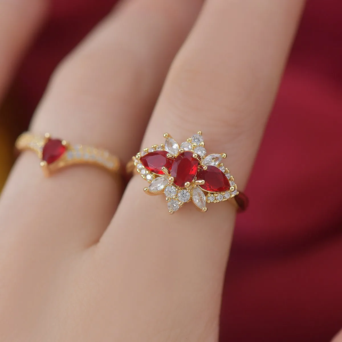 Crimson Blossom Ring