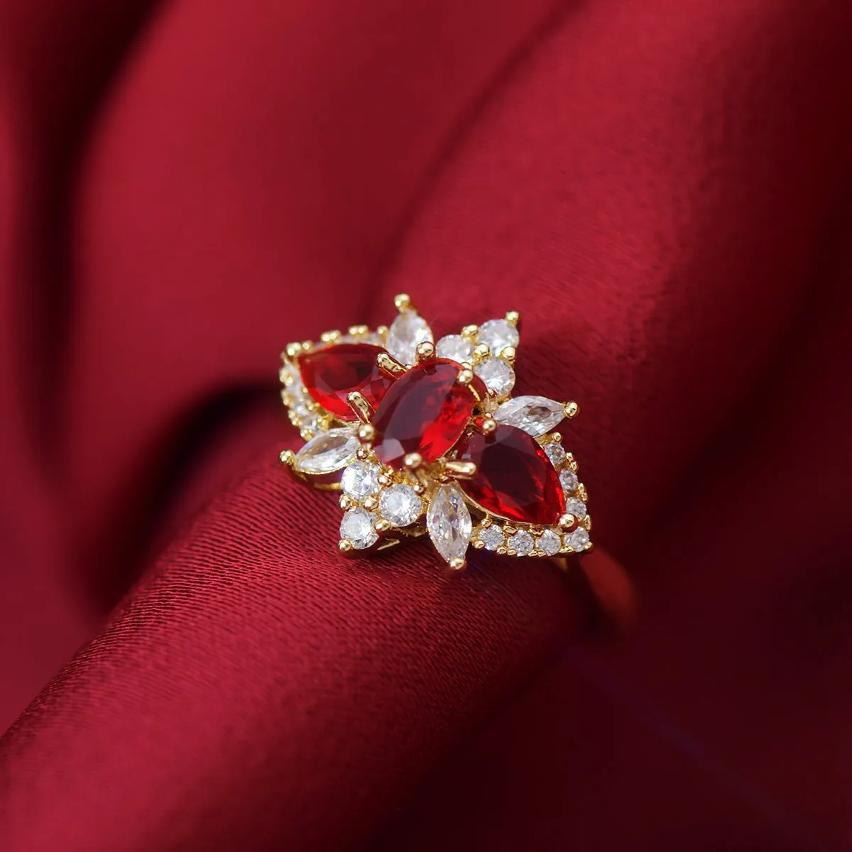 Crimson Blossom Ring