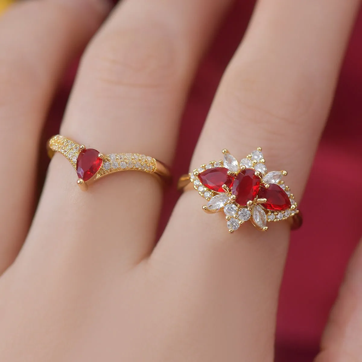 Crimson Blossom Ring