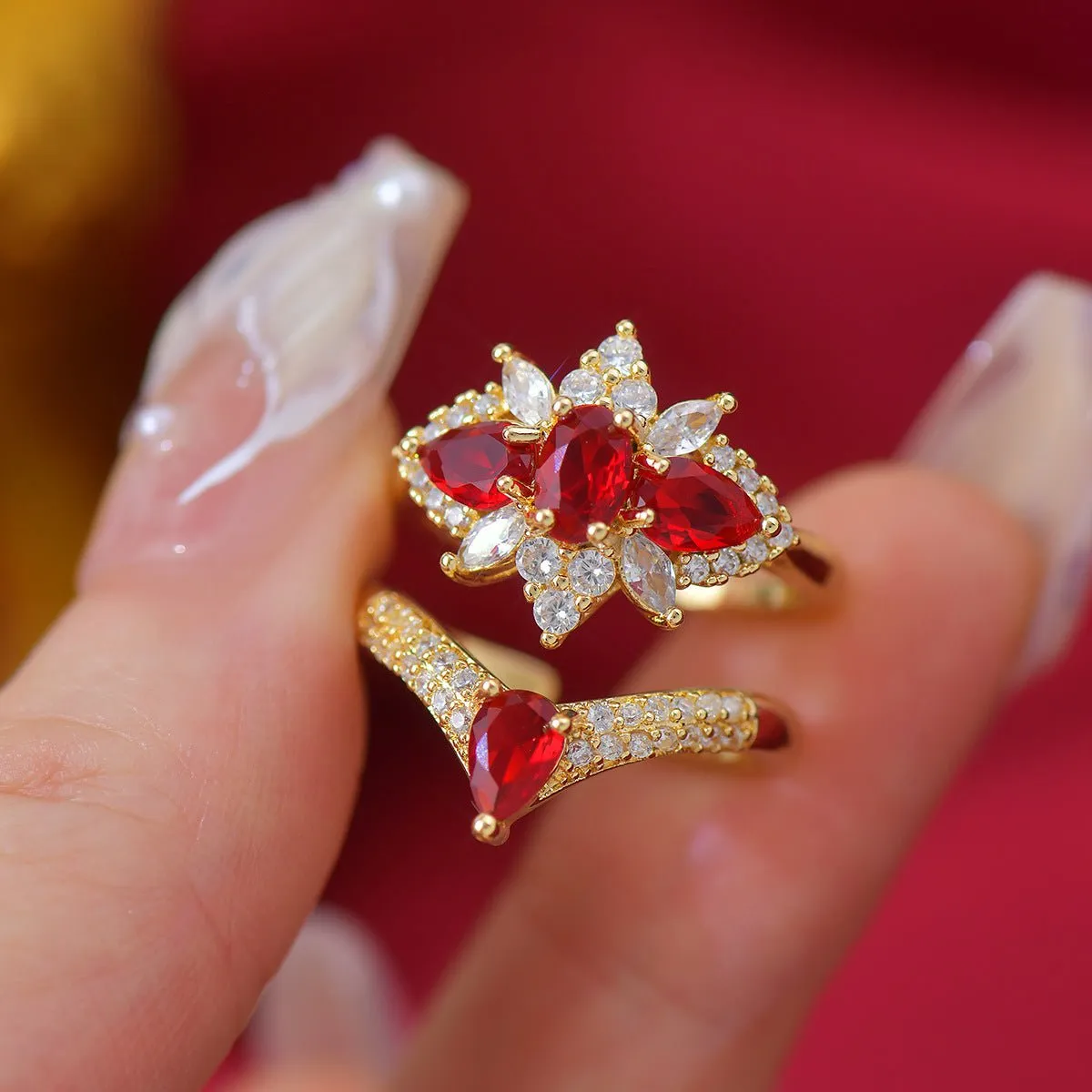 Crimson Blossom Ring