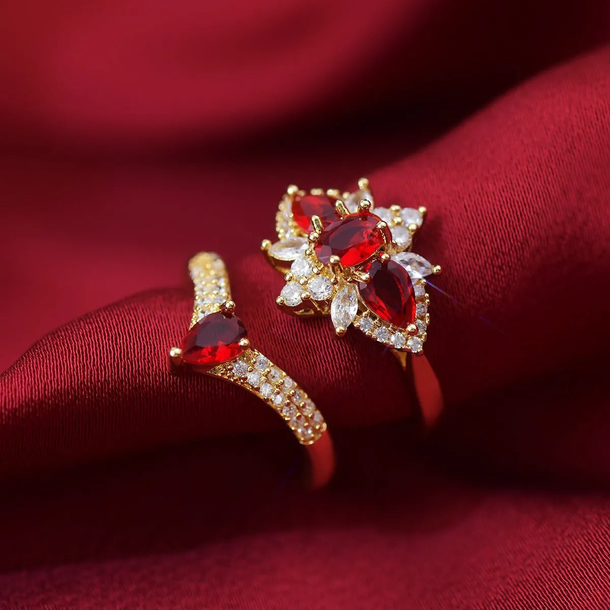 Crimson Blossom Ring