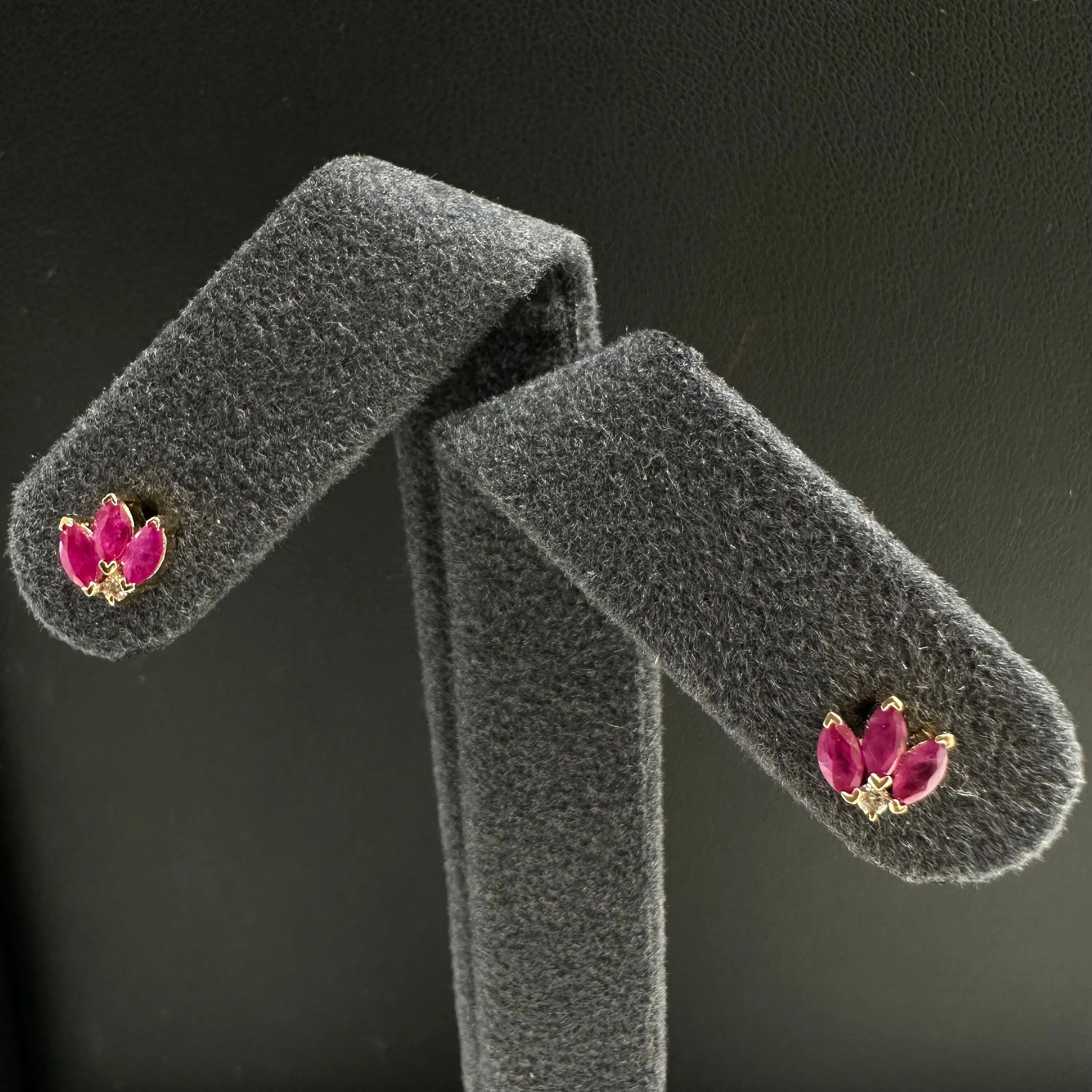 Diamond & Ruby Marquise Stud Earrings