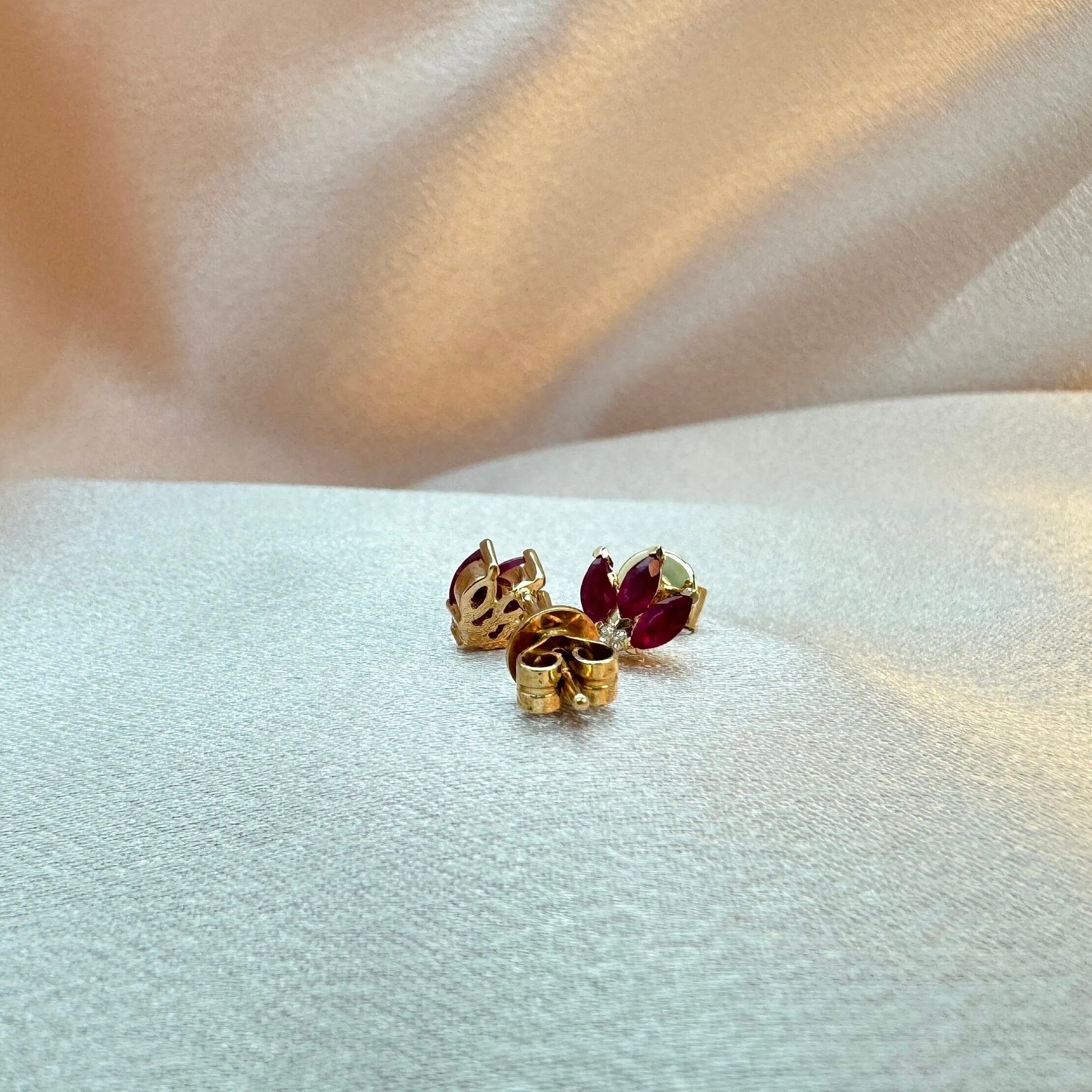 Diamond & Ruby Marquise Stud Earrings