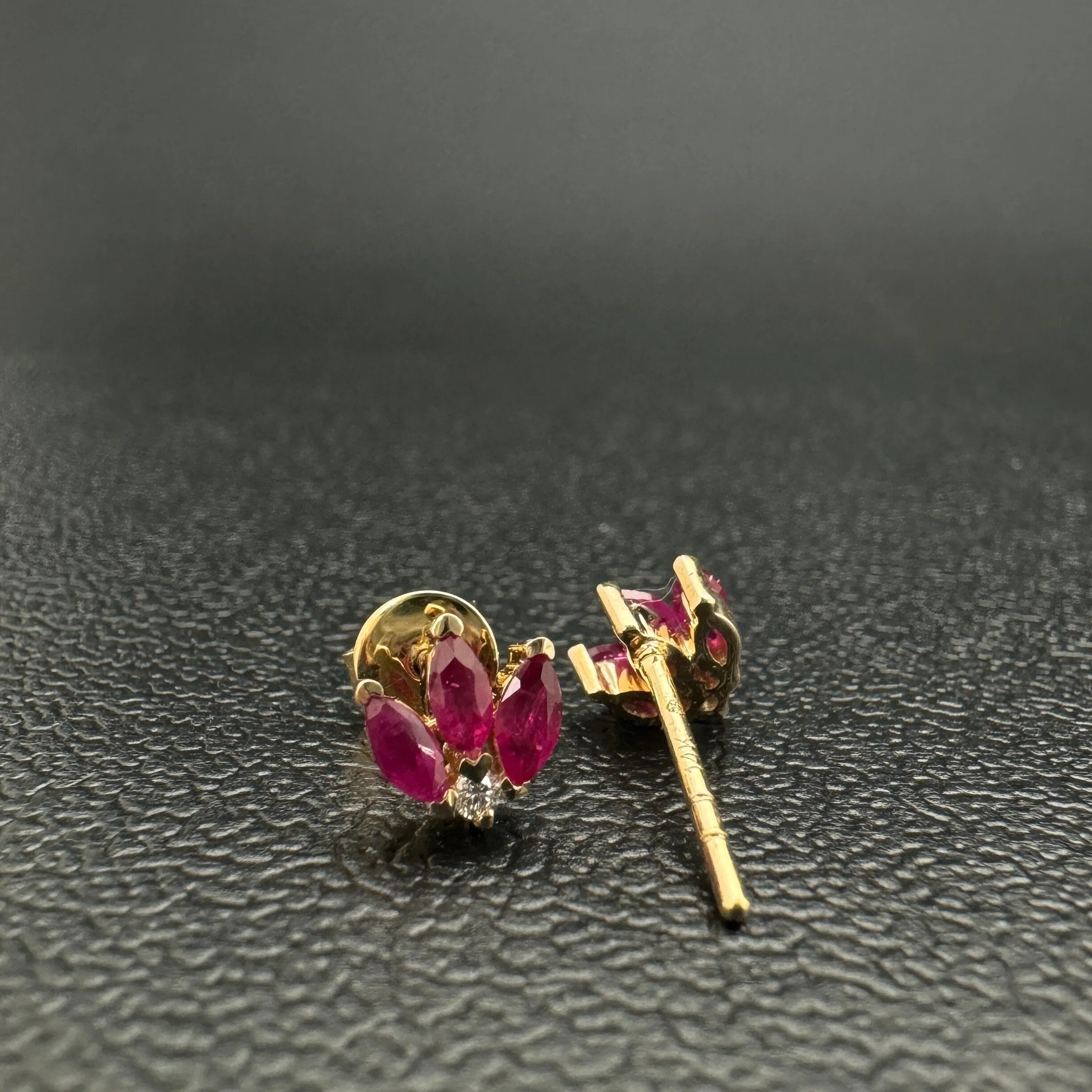 Diamond & Ruby Marquise Stud Earrings