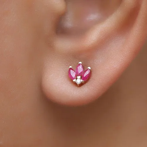 Diamond & Ruby Marquise Stud Earrings