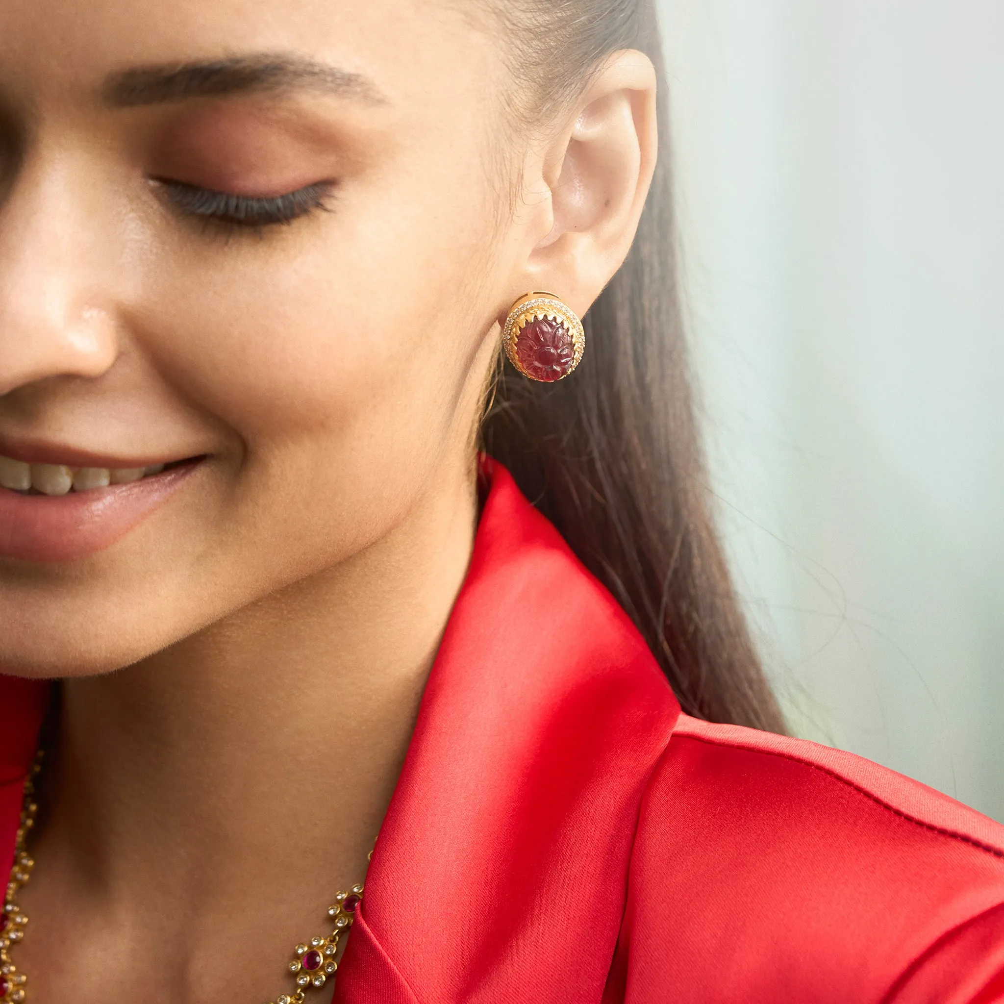 Gulmohar Crimson Studs