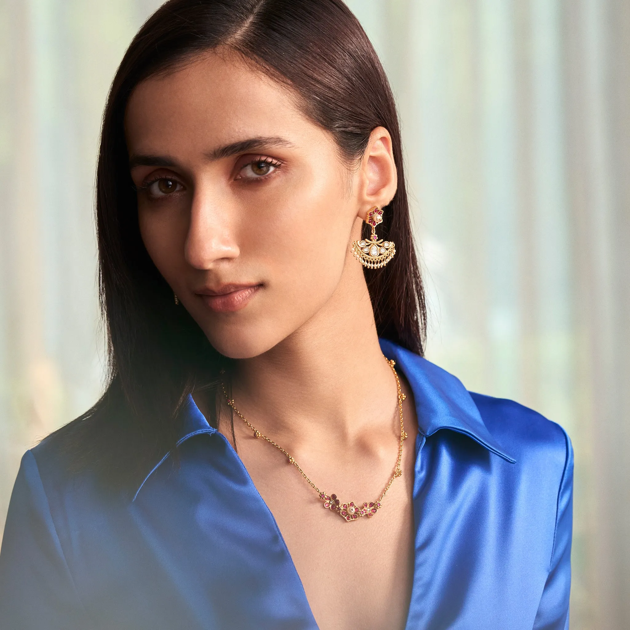 Gulmohar Floral Cluster Necklace