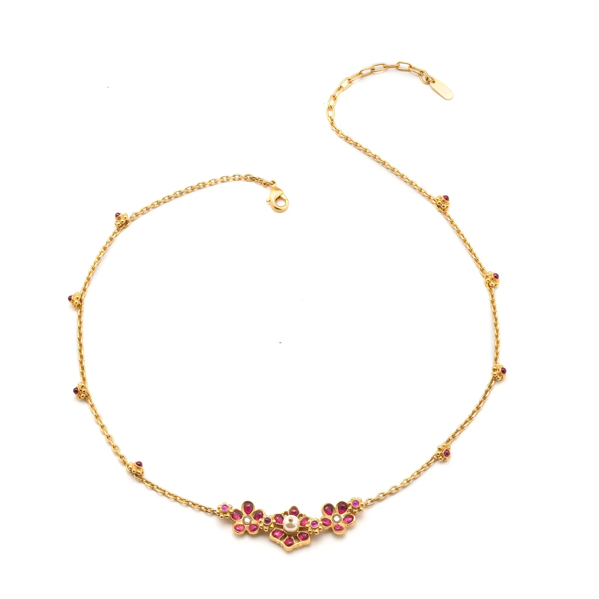 Gulmohar Floral Cluster Necklace