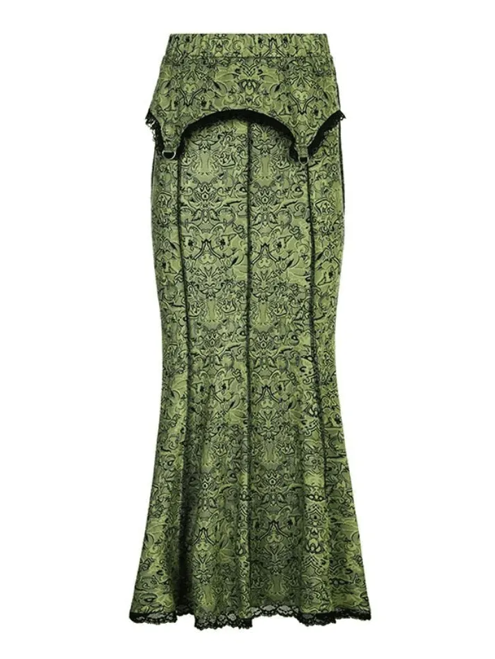 Joskaa Vintage Mermaid Patchwork Printed Maxi Skirt