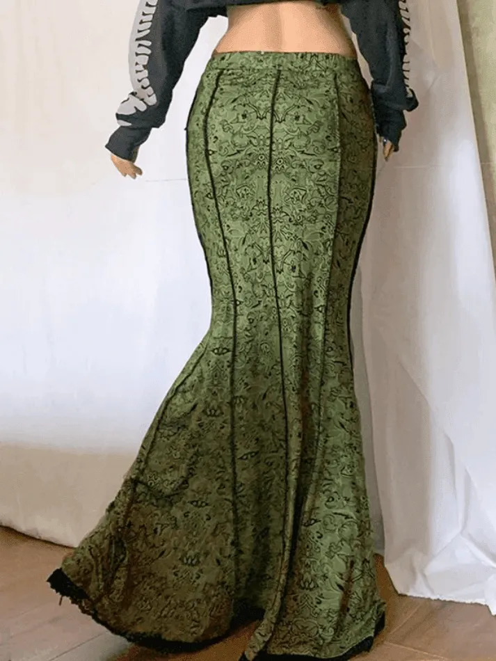 Joskaa Vintage Mermaid Patchwork Printed Maxi Skirt