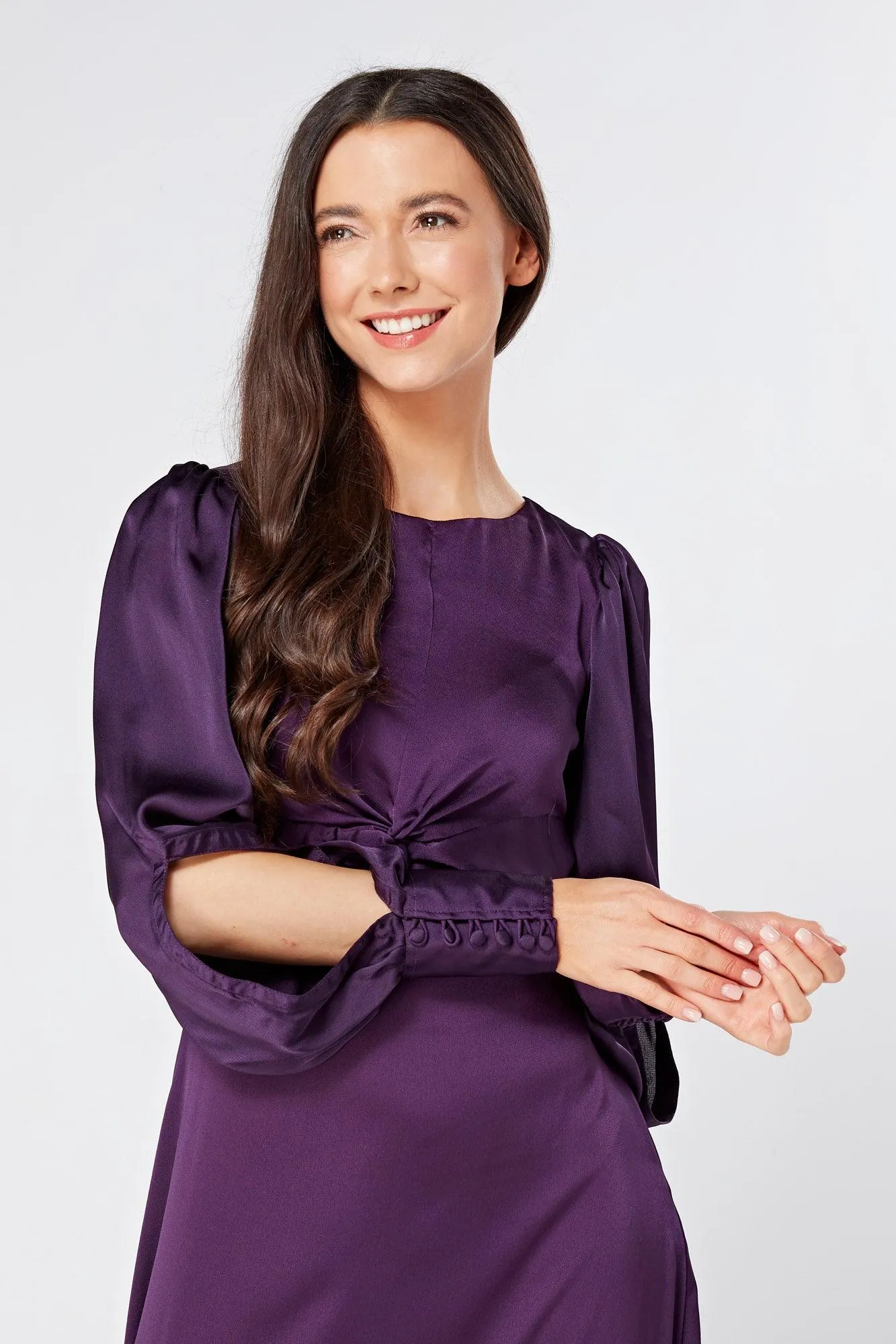 Lila Purple Knotted Front Soft Crepe Maxi Dress