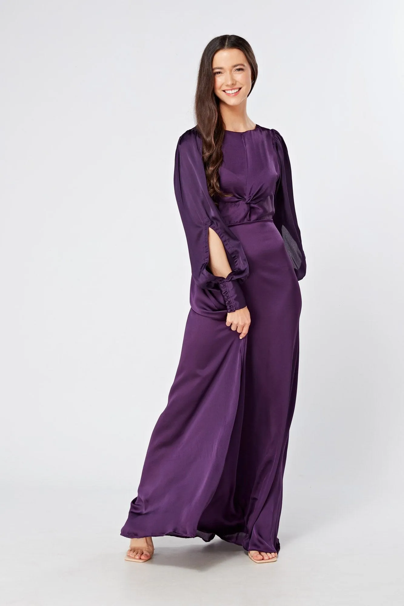 Lila Purple Knotted Front Soft Crepe Maxi Dress