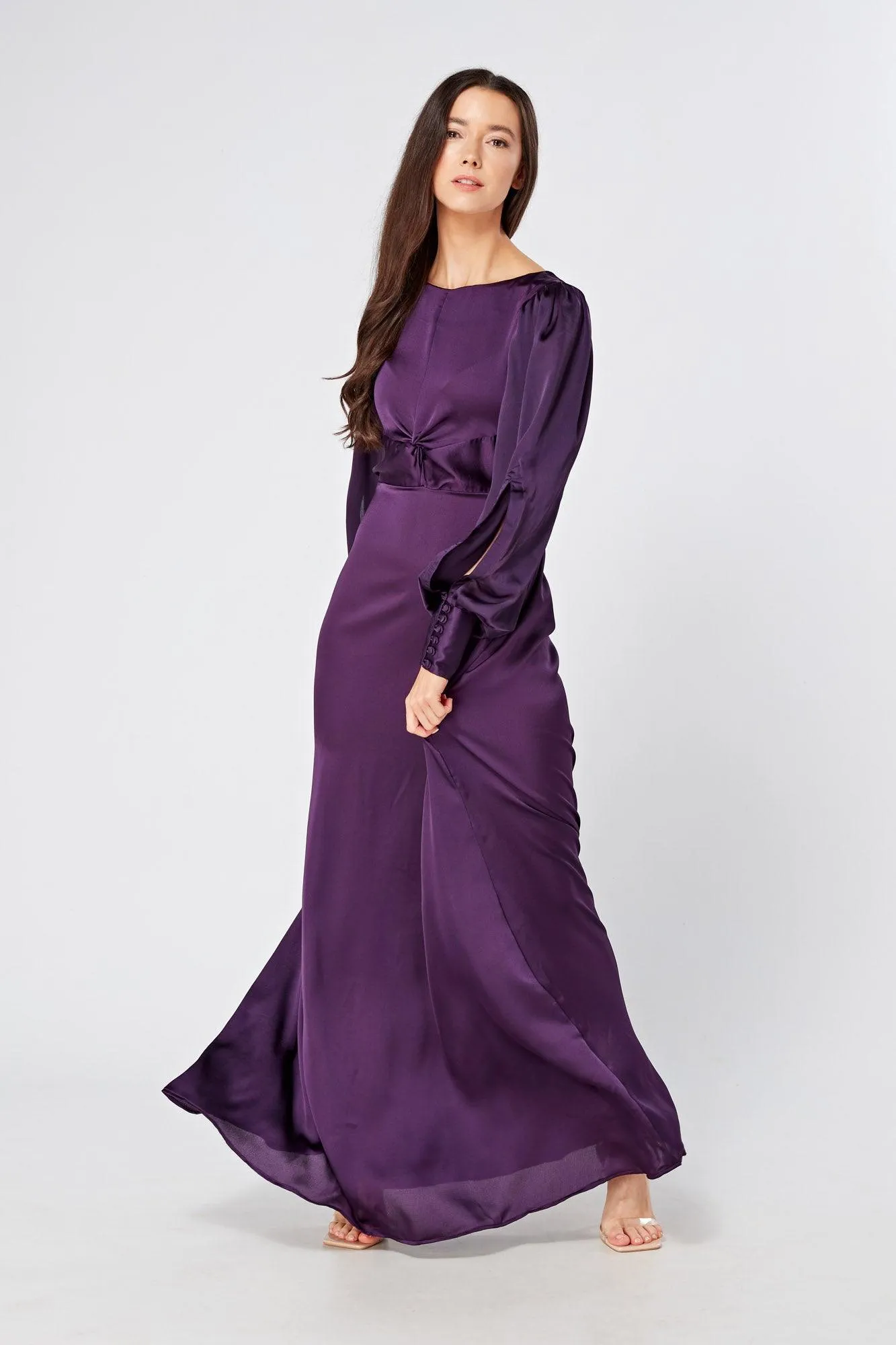 Lila Purple Knotted Front Soft Crepe Maxi Dress