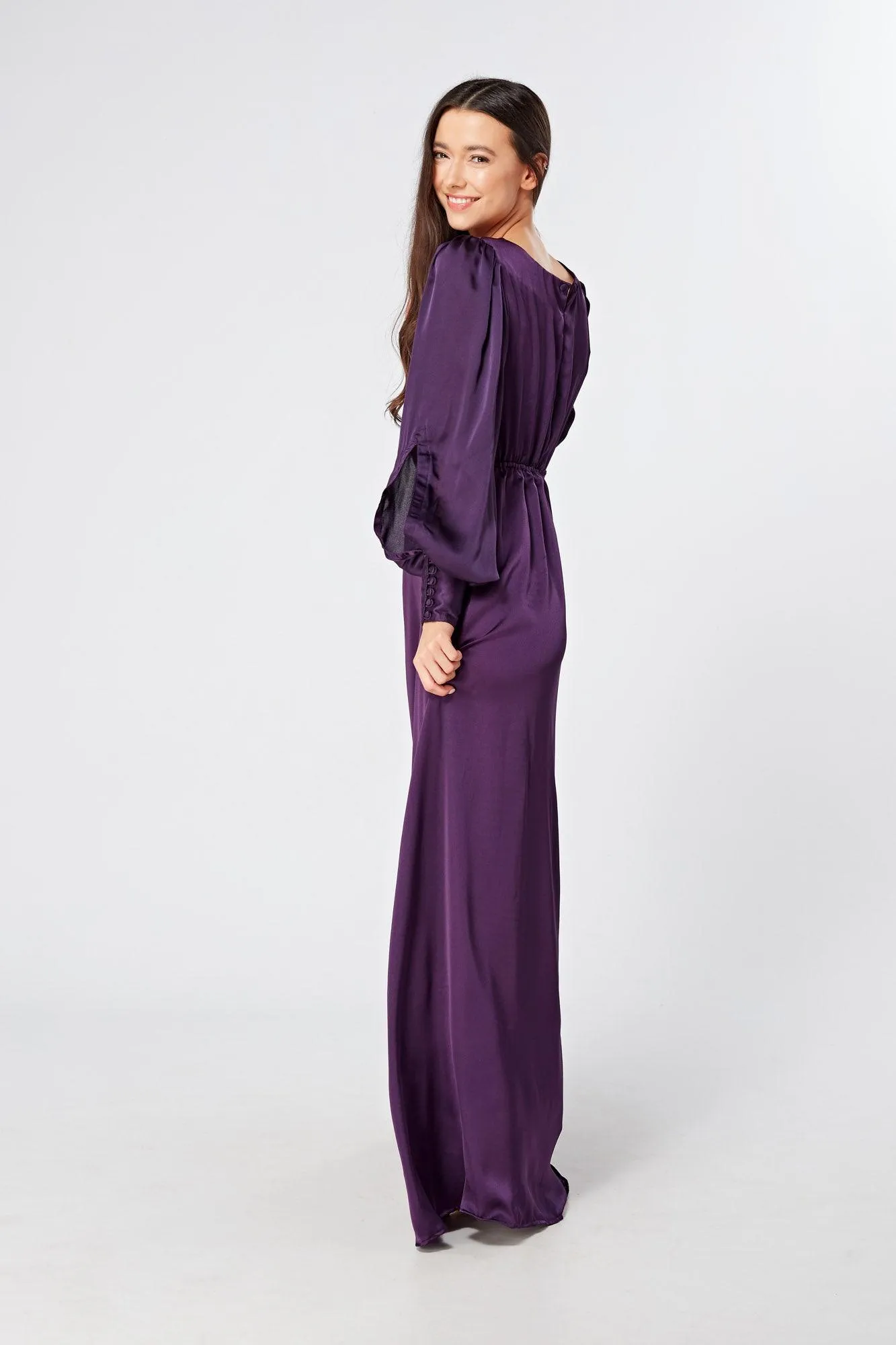 Lila Purple Knotted Front Soft Crepe Maxi Dress