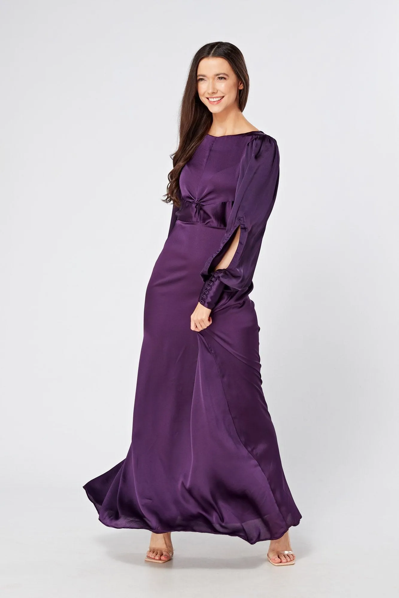 Lila Purple Knotted Front Soft Crepe Maxi Dress