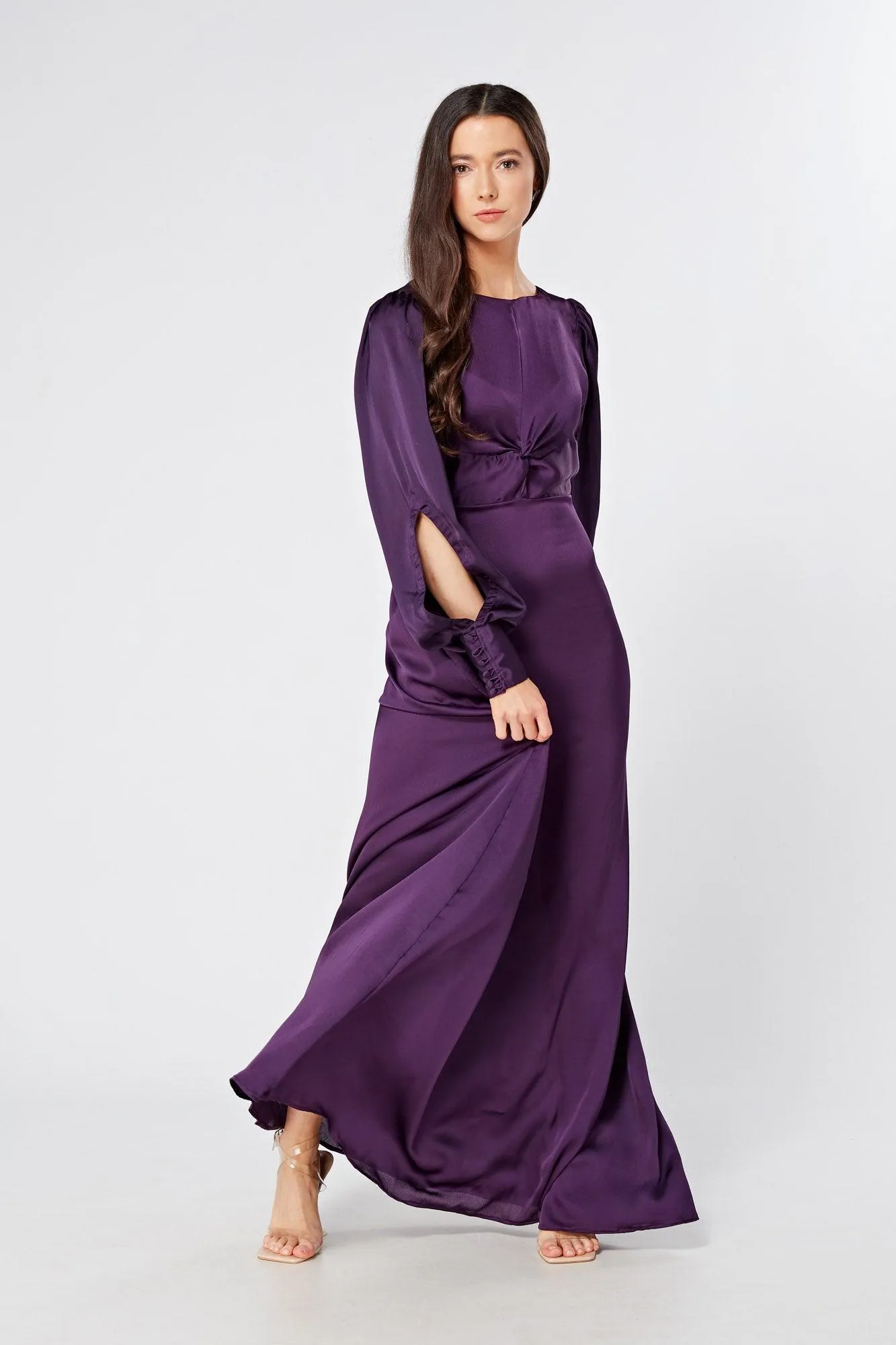Lila Purple Knotted Front Soft Crepe Maxi Dress