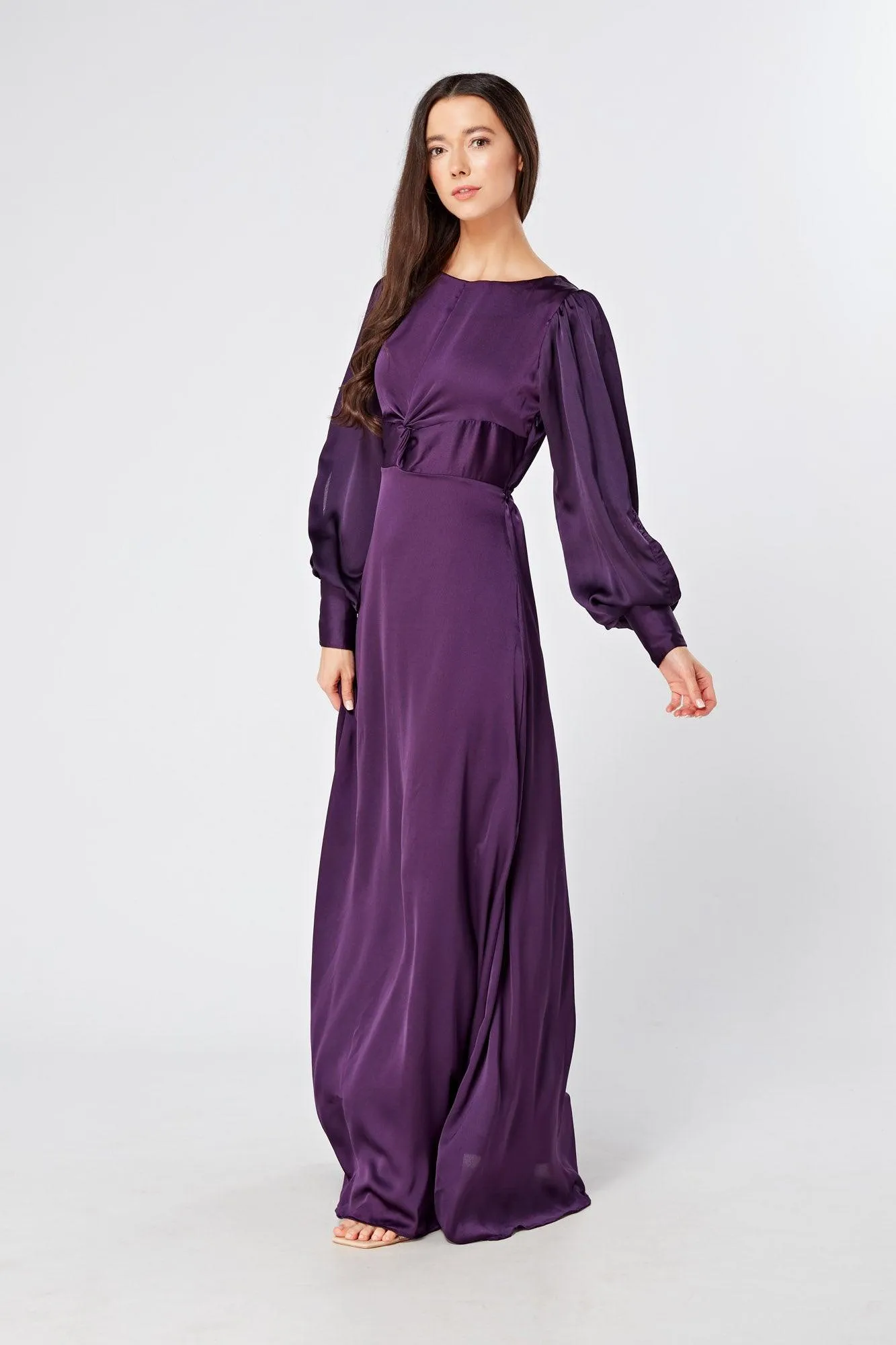 Lila Purple Knotted Front Soft Crepe Maxi Dress
