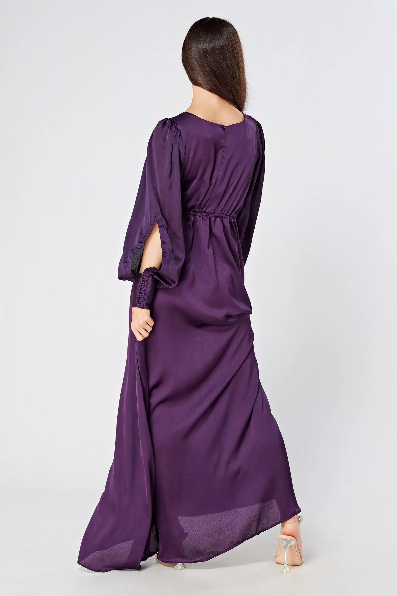 Lila Purple Knotted Front Soft Crepe Maxi Dress