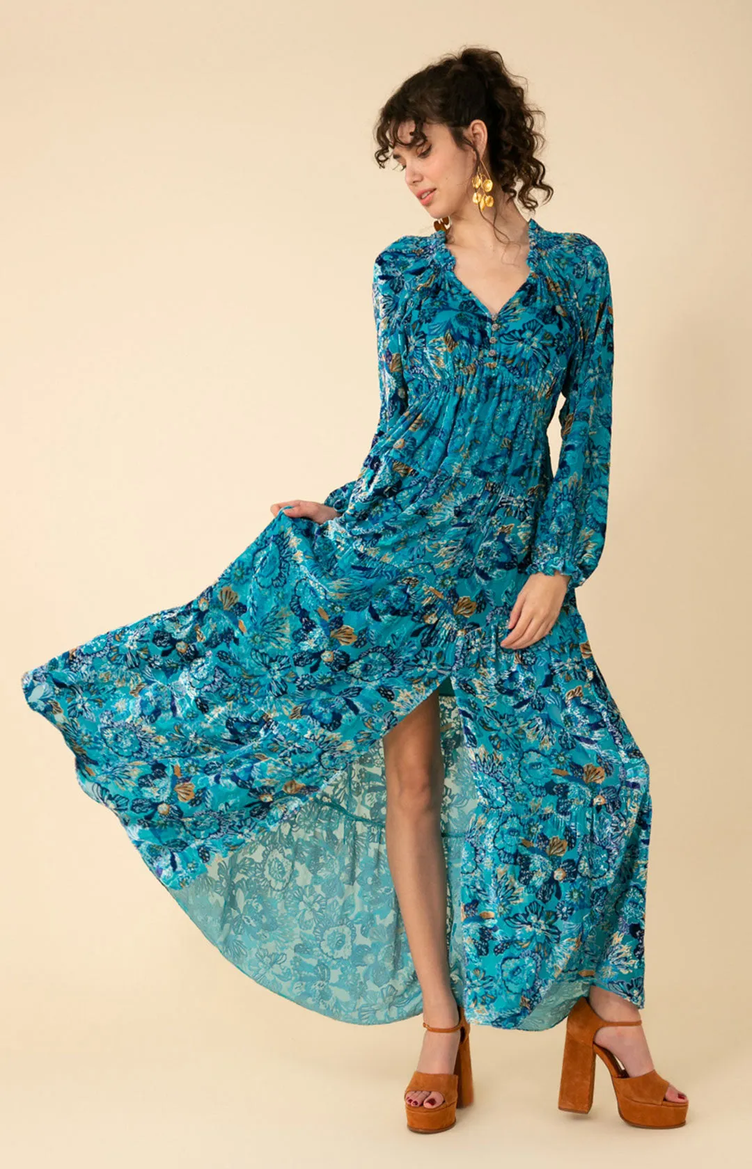 Lina Velvet Burnout Maxi Dress