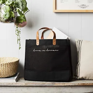 Message Market Tote - Black Jute