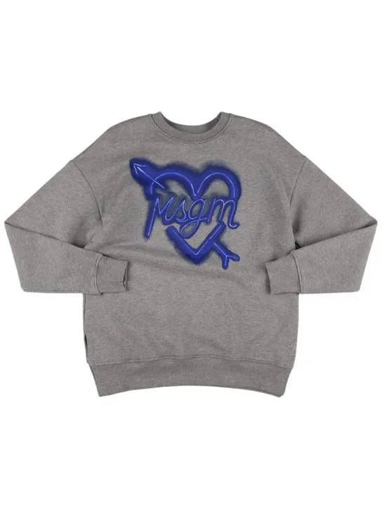 MSGM   Heart logo maxi cotton sweatshirt 