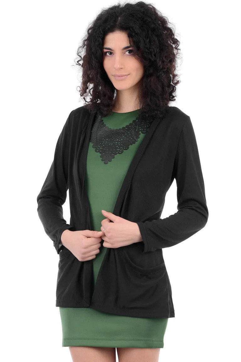 Open Front Cardigan With Inside Out Pocket