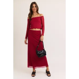 TAKE MY HEART MESH TOP & MAXI SKIRT SET