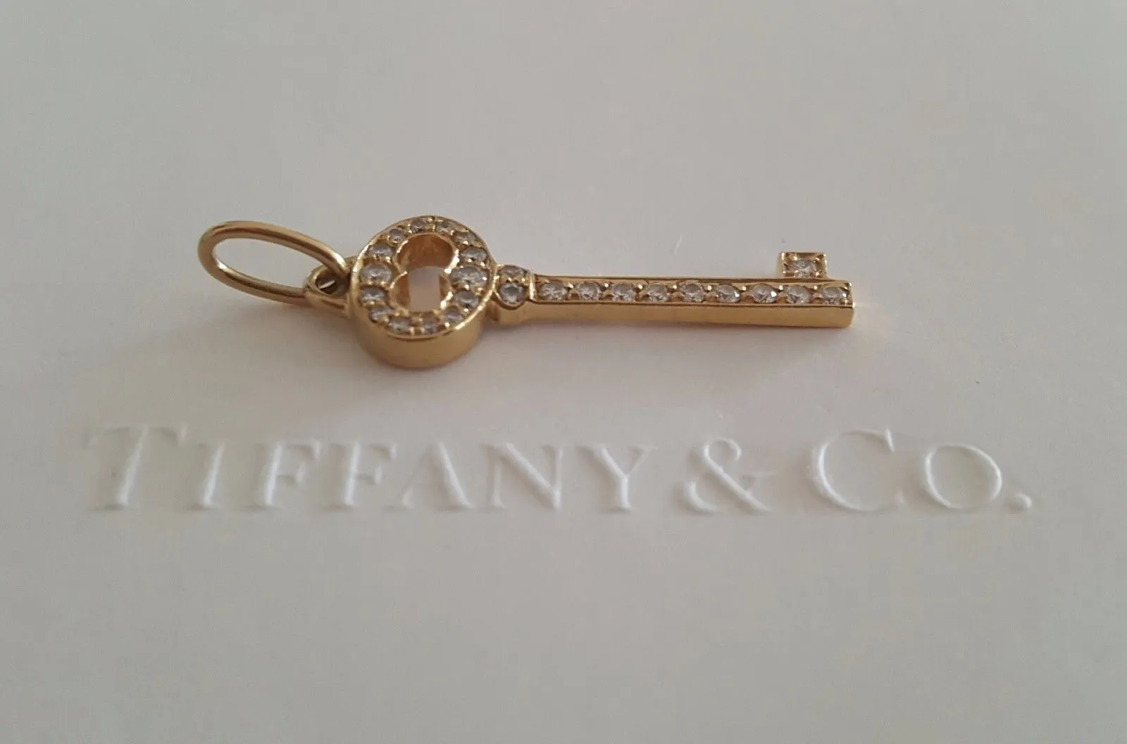 Tiffany & Co 0.14tcw Diamond and 18ct Yellow Gold Vintage 1 inch Key RRP $3300