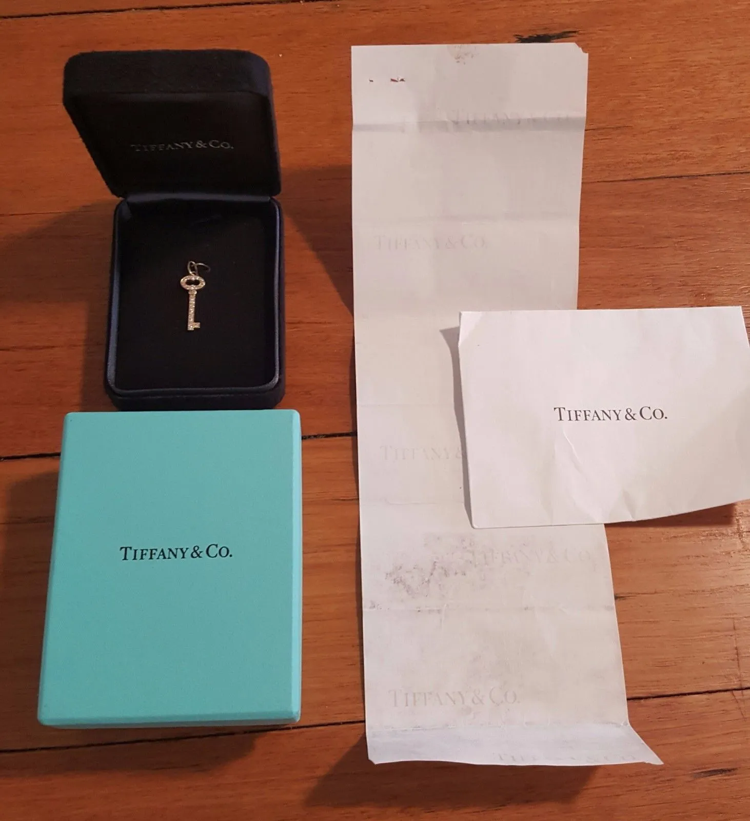 Tiffany & Co 0.14tcw Diamond and 18ct Yellow Gold Vintage 1 inch Key RRP $3300