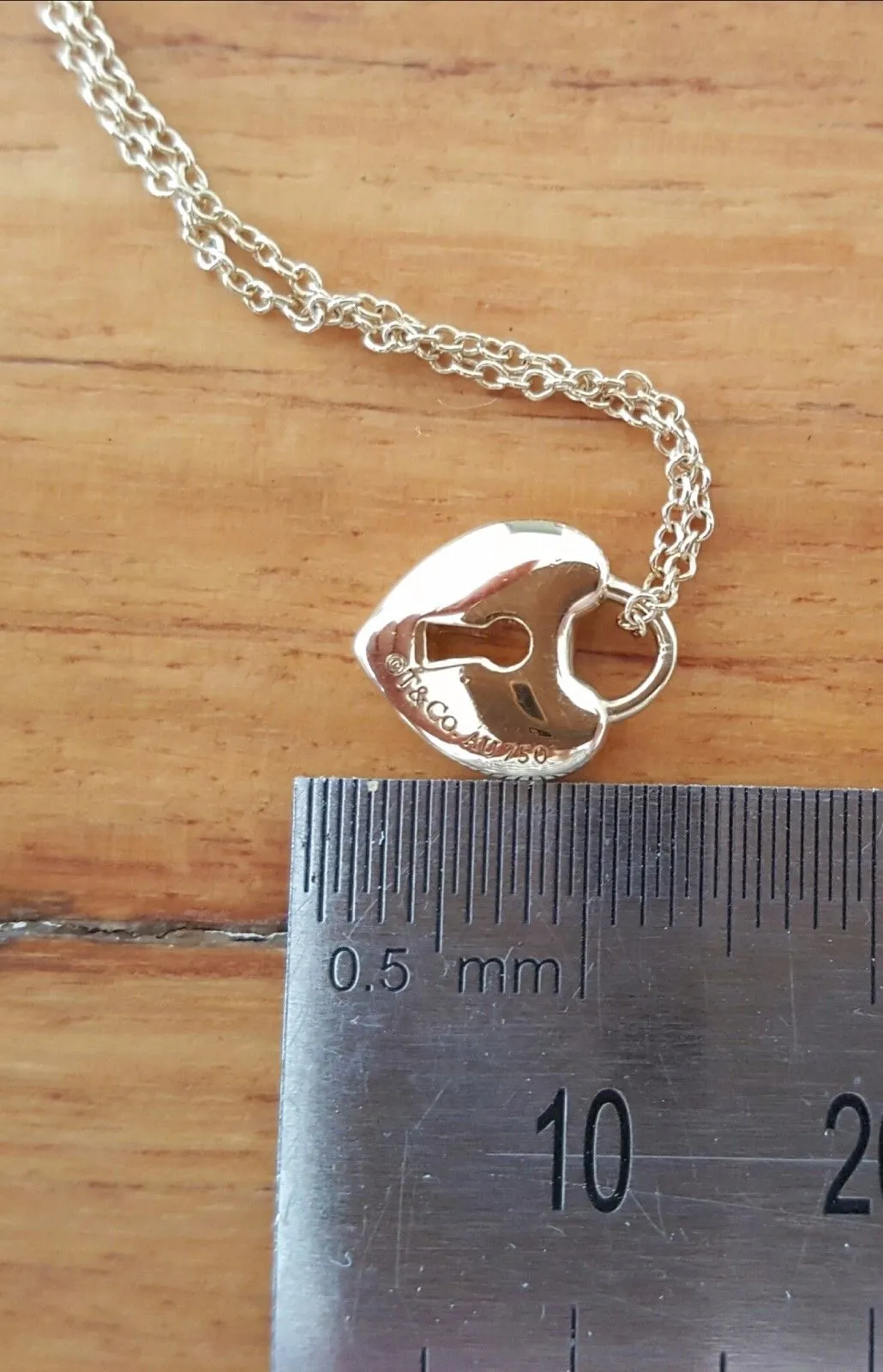 Tiffany & Co. 18ct Yellow Gold Mini Heart with Lock on 16" Chain