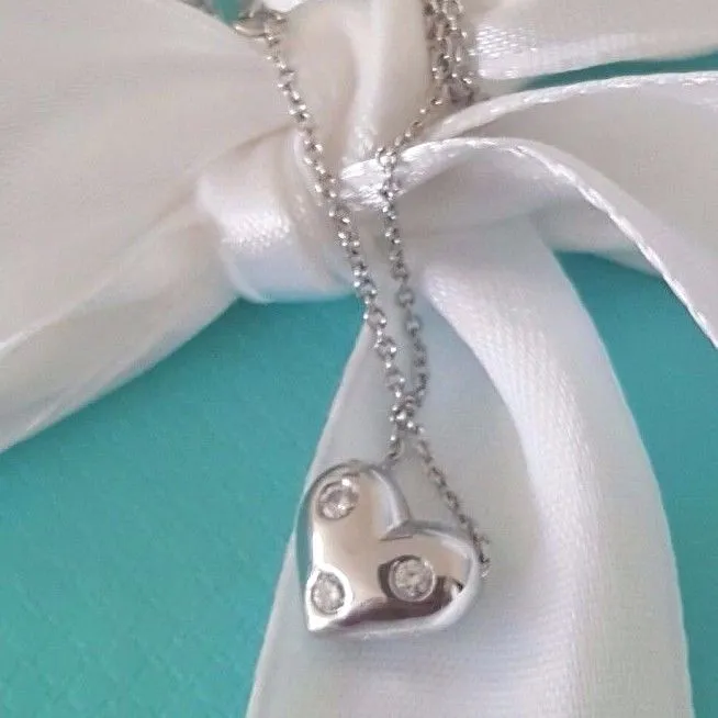 Tiffany & Co. Solid Platinum and Diamond Etoile Heart Necklace/Pendant