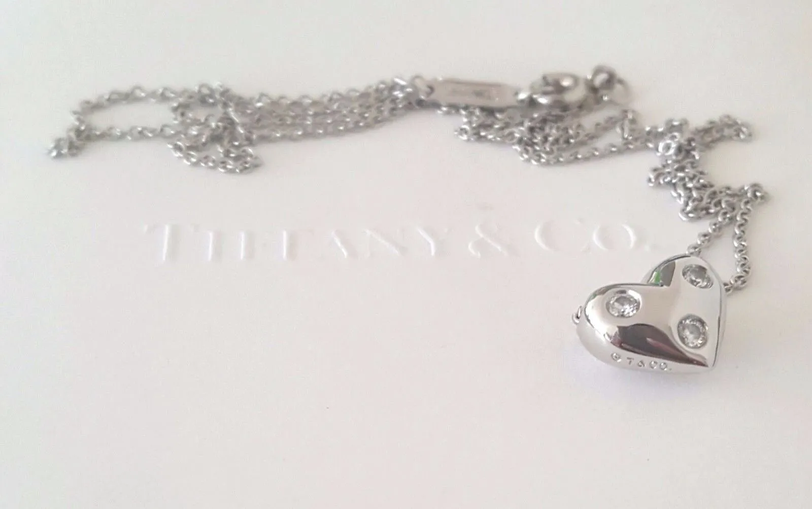 Tiffany & Co. Solid Platinum and Diamond Etoile Heart Necklace/Pendant