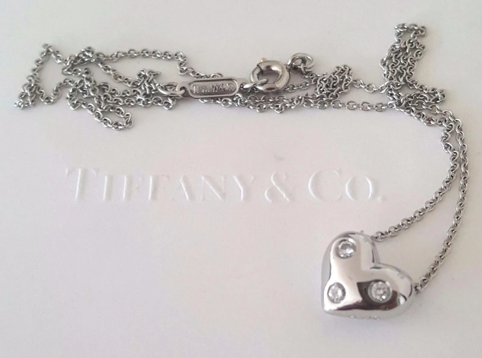 Tiffany & Co. Solid Platinum and Diamond Etoile Heart Necklace/Pendant