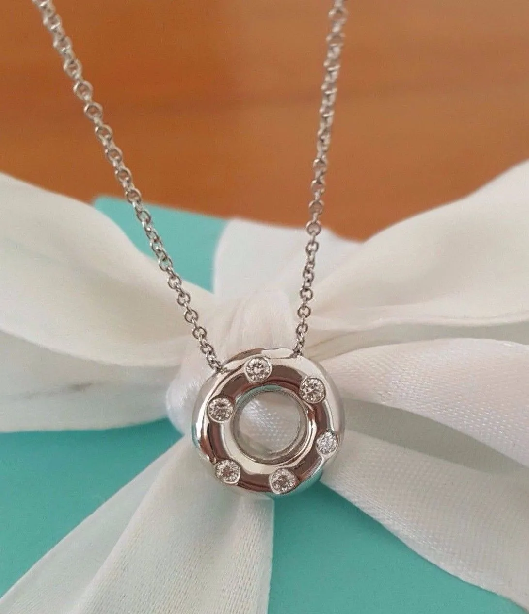Tiffany & Co. Solid Platinum and Diamond Etoile Necklace/Pendant