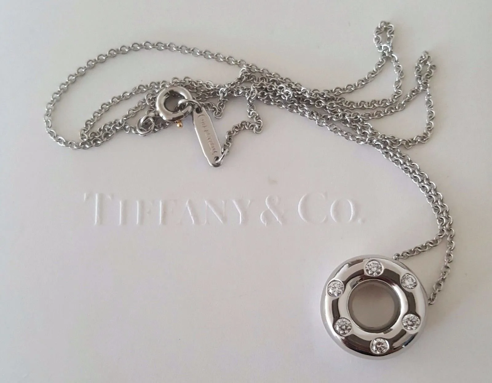 Tiffany & Co. Solid Platinum and Diamond Etoile Necklace/Pendant